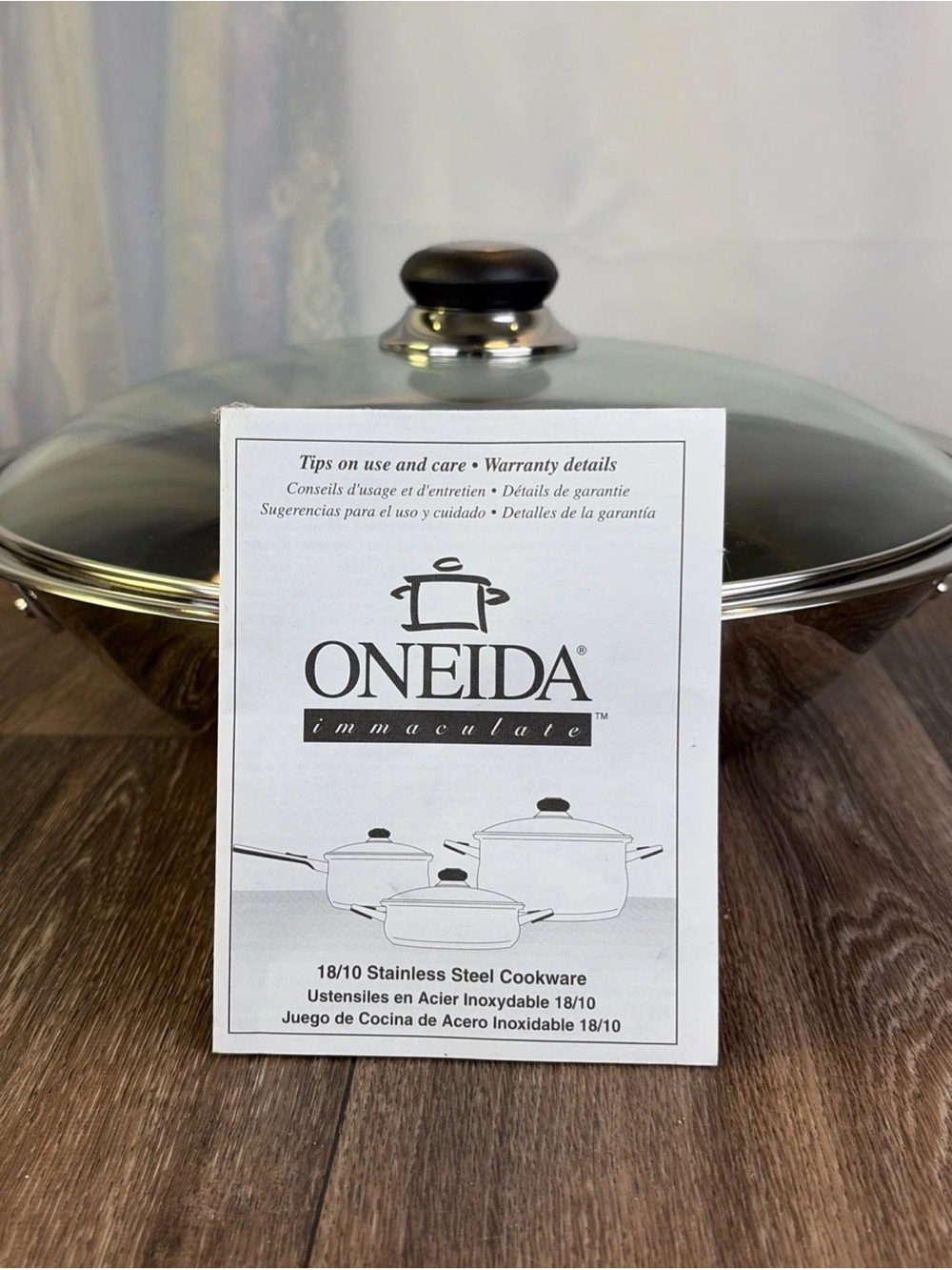 Oneida IMMACULATE COLLECTION 18/10 Heavy Gauge Stainless Steel Wok w/Lid - NEW